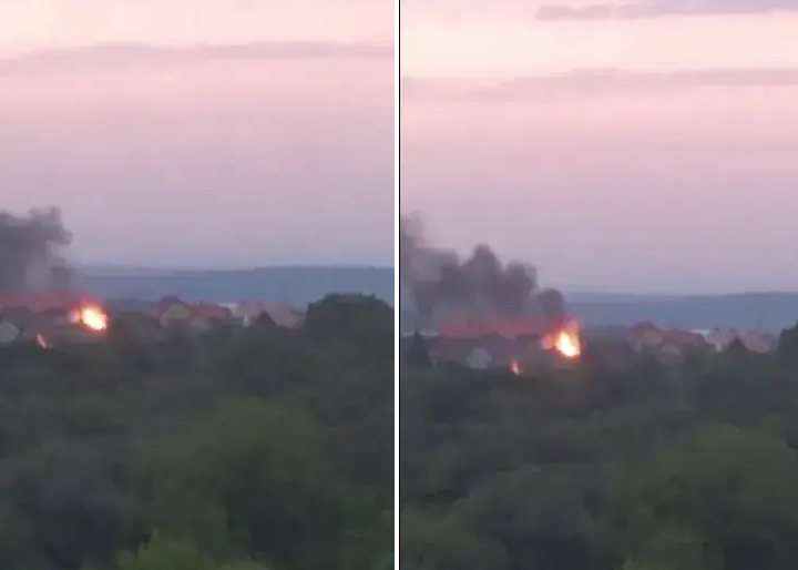 В Ясиноватой «бавовна»-time: после взрывов на месте прилета начался пожар. Видео