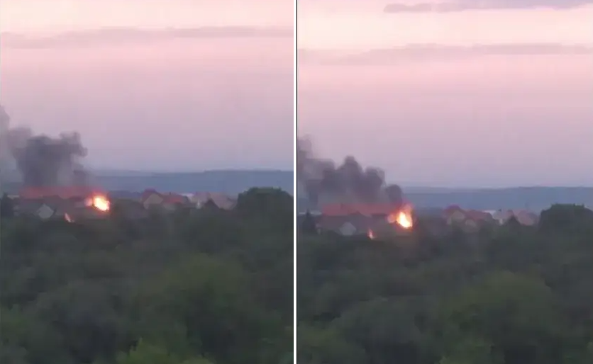 В Ясиноватой «бавовна»-time: после взрывов на месте прилета начался пожар. Видео