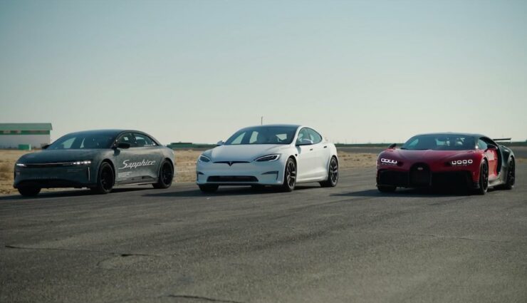 Гонки на передовой: Tesla Model S Plaid на четверть мили отстает от Lucid Air и дорогого Bugatti