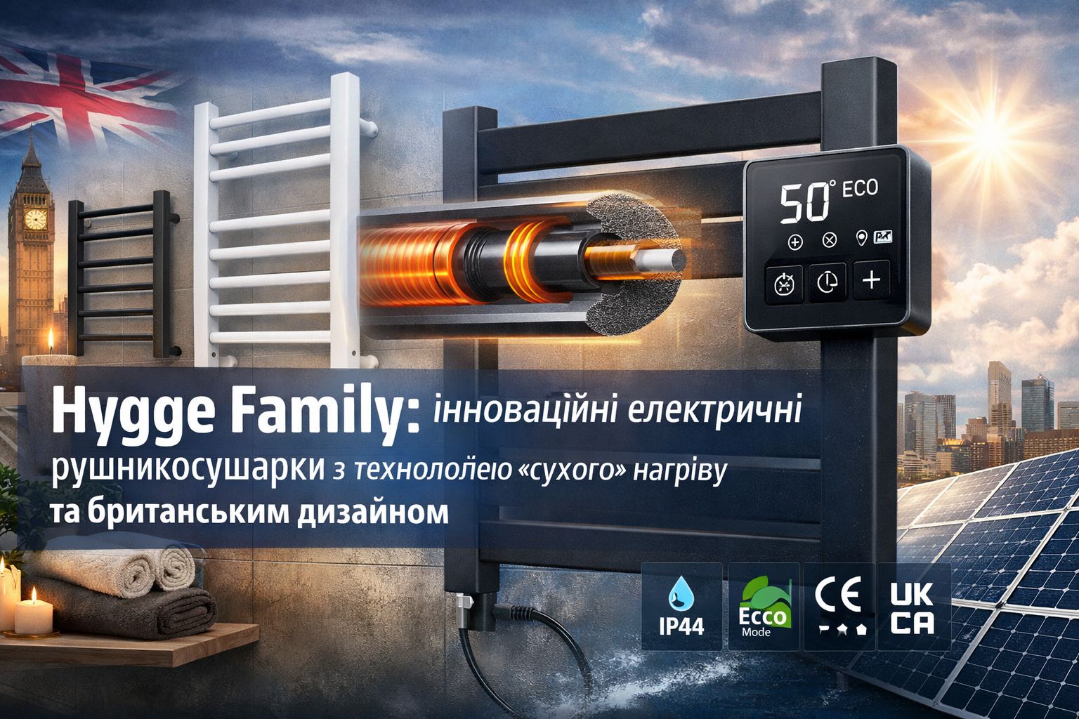 Hygge Family: інноваційні електричні рушникосушарки з технологією «сухого» нагріву та британським дизайном