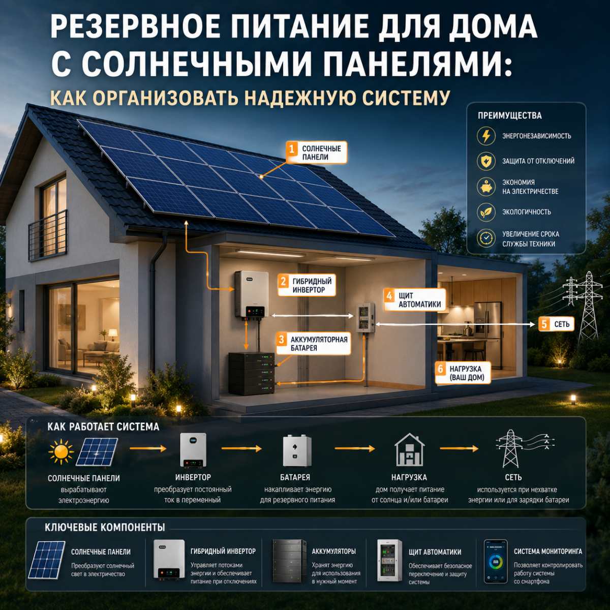 Резервное питание для дома с солнечными панелями: как организовать надежную систему