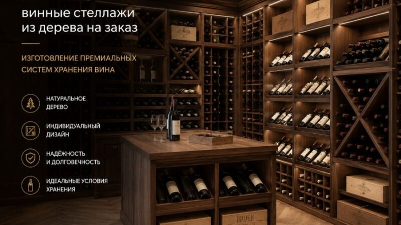 Винные стеллажи из дерева на заказ ERGOOD — изготовление премиальных систем хранения вина